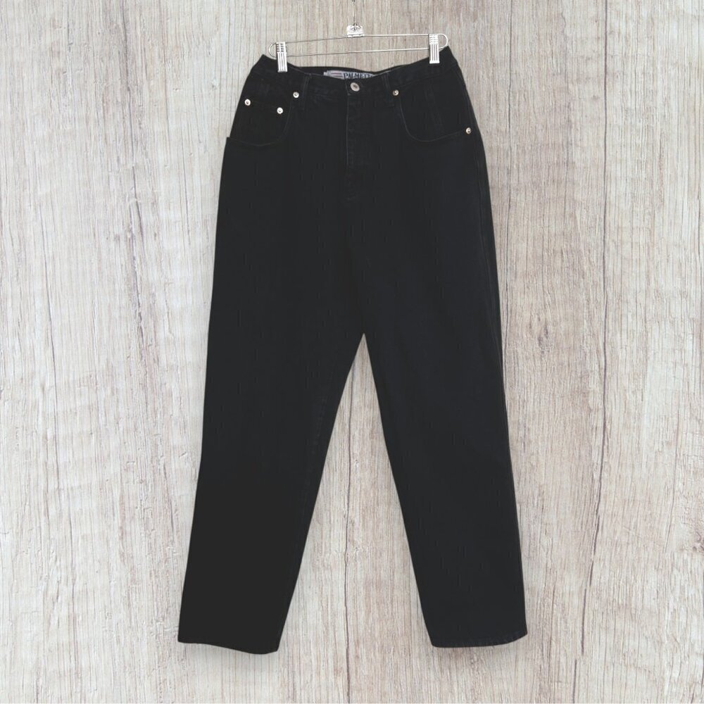 PALMETTOS Vintage 90s High Waist Rise Mom Jeans Black Cotton Rigid Denim Size 9